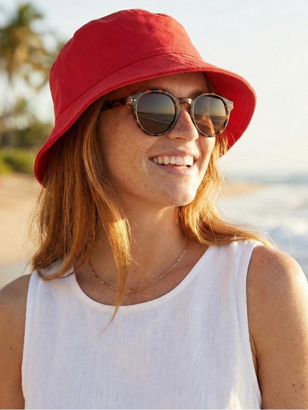 Miramau Red Sun Hat - Lightweight Bucket Style